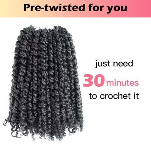 10 Inch Passion Twist Crochet Hair - Pre-twisted Salt and Pepper Set, 8 Packs, Short Braid Style with Variation of THIS listing