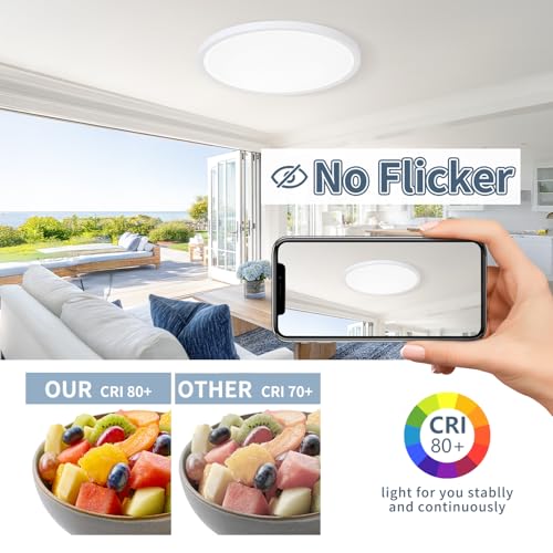 ROVEXO White 14.9 Inch LED Flush Mount Ceiling Light 5CCT 32W 3343LM 6 Pack