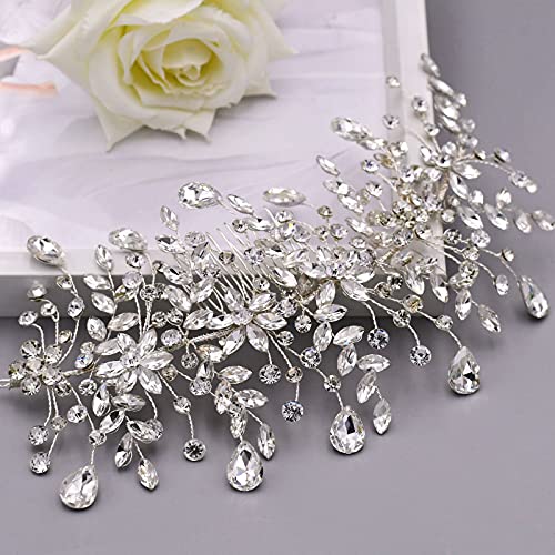 Silver Rhinestone Hair Comb Accessory for Weddings and Special Occasions
