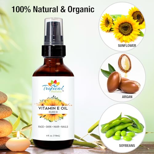 Organic Vitamin E Oil for Skin, Hair & Scar Treatment - 4 fl oz, 43,000 IU