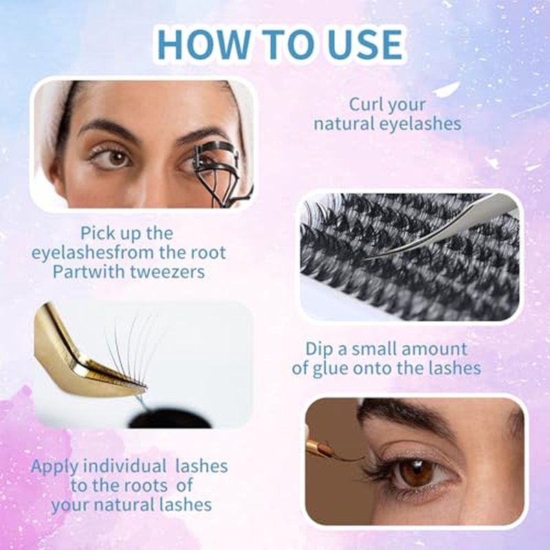 280pcs Lash Clusters 30D D Curl 11mm Handmade Soft Natural Cluster Lashes DIY Individual Eyelash Extensions Easy Self Application