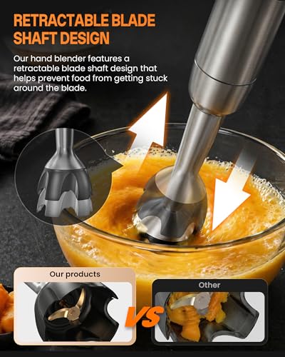 Gavasto Black Immersion Blender with Telescopic Rod & Stepless Speed Control