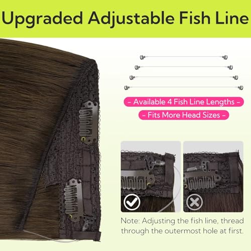 Hotbanana Invisible Wire Hair Extensions - 12 Inch 70g Chocolate Brown & Caramel Balayage