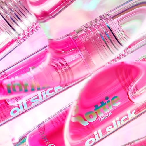 Lottie London Oil Slick in Extra Cherries, Nourishing & Hydrating Lip Oil Infused with Vitamin E, Vitamin B, Almond Oil and Jojoba Oil, for a Non-sticky & Glossy Finish