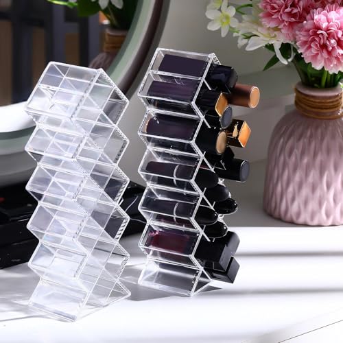 Rozer 6-Pack Fish Shape Acrylic Lipstick Organizer with 96 Slots