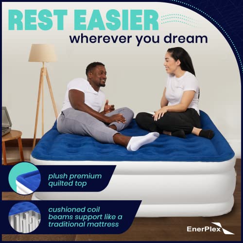 EnerPlex Queen Air Mattress with Built-In Pump, 13-Inch Raised Inflatable Bed - Queen / 13 Inches