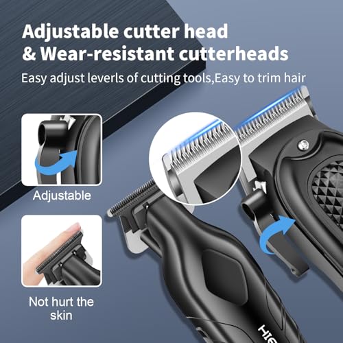 Cordless Hair Clipper & Beard Trimmer Set with Adjustable Lever & Multiple Attachments