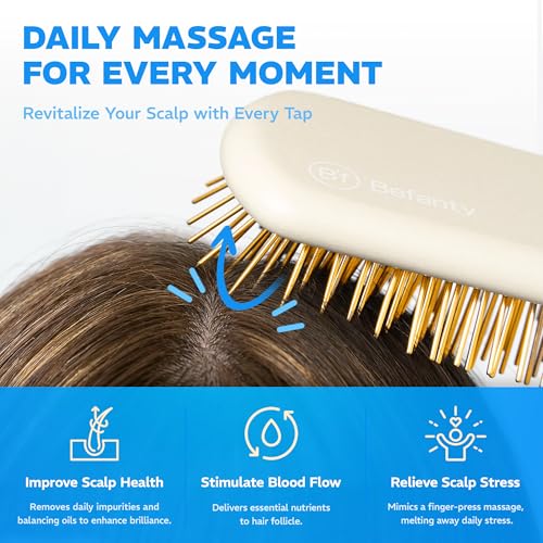 White 24K Gold Plated Gua Sha Hair Brush & Scalp Massager - Hair Care