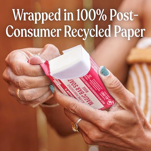 Dr. Bronner's Rose Castile Bar Soap 5 oz Pack of 6 - Natural Organic Vegan