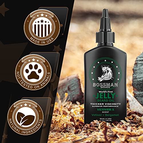 Bossman Men's Grooming Kit: Metal Comb and Beard Oil Jelly