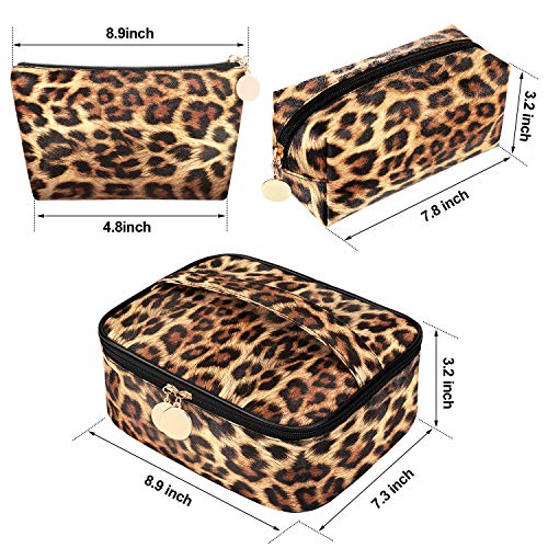 Leopard Print Makeup Bags Set - Waterproof Cosmetic & Toiletry Organizer