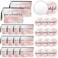 20 Sets Pink Thank You Gifts for Women, Inspirational Gifts Bulk for Female Client Teacher Employee Coworker, Sometimes You Forget You're Beautiful Makeup Bags and Compact Mirrors for Party