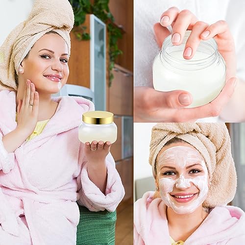 Gold Lid 8oz Plastic Container Set - Waterproof Labels for Body Scrubs & Cosmetics - 24 Pack