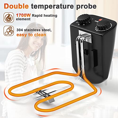 SIMOE 5.3QT Deep Fryer with Basket - 5L Silver, Adjustable Temperature