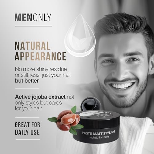 Black Caviar Matte Styling Paste for Men - Strong Hold, Non-Greasy Hair Wax with Jojoba, 85ml