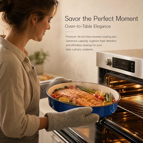 Enamel Roasting & Baking Pan Set 10/12/14 Inch Round Cake Pans Kitchen Cookware