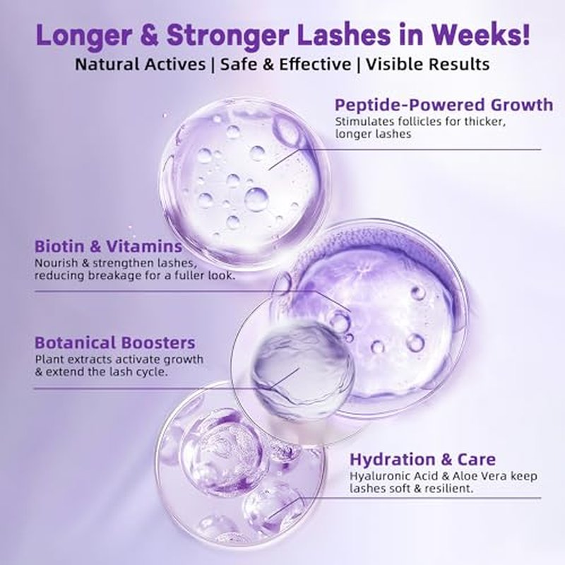Eyelash Growth Serum for Longer Thicker Lashes, Natural Vegan Lash Enhancer, Safe for Sensitive Eyes, Gifts for Women Girlfriend, 4ml (0.13Fl Oz) Silver