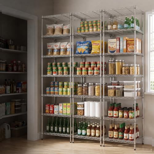 Heavy Duty 7-Tier Wire Shelving Unit - 18x18x72 Inches Chrome Adjustable Storage Rack