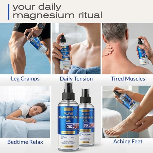 Magnesium Oil Spray 2-Pack - 24 Fl Oz for Sleep & Leg Cramps, Ella & Eden