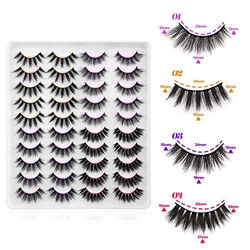 Newcally Faux Mink Lashes Pack 20 Pairs Wholesale False Eyelashes Dramatic Long Wispy Fake Eye Lashes Bulk