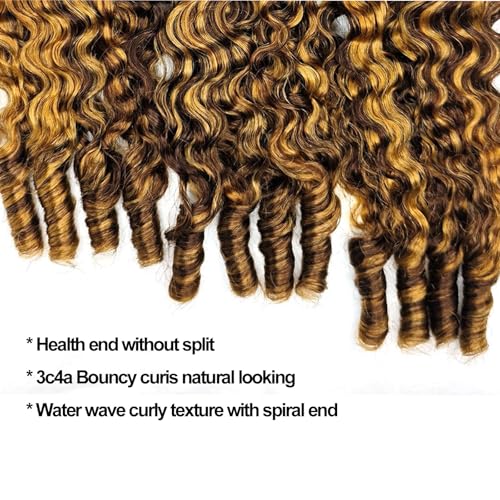 Water Wave Burmese Curly Human Hair Bundles - Honey Blonde Ombre 26 Inch P4/27