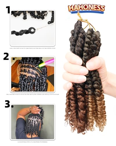 8 Inch Passion Twist Crochet Hair Pack of 9 - Mixed Color, Pre-Twisted, Soft & Bouncy for Black Women & Kids Variation of THIS listing