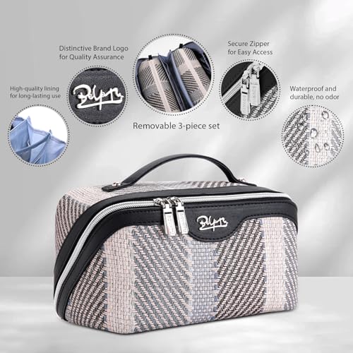 BOYATU Black Makeup Bag C-4 Travel Organizer with Detachable Small Bags