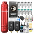 Wireless Tattoo Gun Kit with 10 Ink, 20 Needles & Dual Batteries