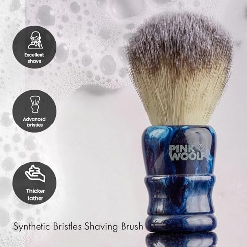 Luxury Shaving Brush for Men ? Dense Thick Knot, Premium Hair, Rich Lather for Cream & Soap, Traditional Wet Shaving Brush | BLUE MONSTER