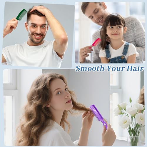 100 Pcs Hair Brush & Comb Set - 50 Hair Combs + 50 Travel Brushes, 5 Colors, Individually Wrapped