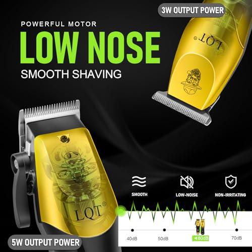 Men's Hair Clippers with LED Display & Detail Trimmer, 2-Piece Cordless Grooming Set, Professional Home Barber Equipment (Black Gold)