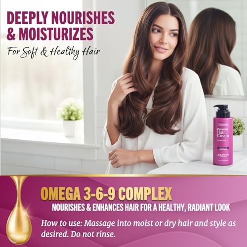 Moisturizing Hair Cream for All Hair Types - Hydrating & Frizz Control, 16.9 fl oz