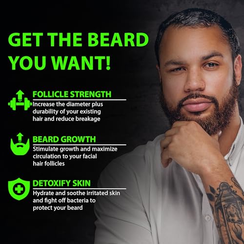 Biotin Beard Balm for Men - 2X Thickening Organic Mustache & Facial Hair Growth - Leave-In Conditioner & Hydrating Mustache Wax - Beard Variation