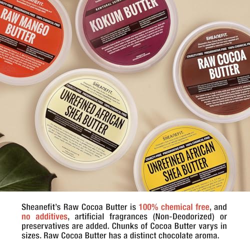Raw Cocoa Butter Chunk 16oz - Natural Moisturizer for Skin, Body & DIY Skincare