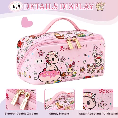 Pink Unicorno PU Leather Travel Makeup Pouch for Women - Tokidoki