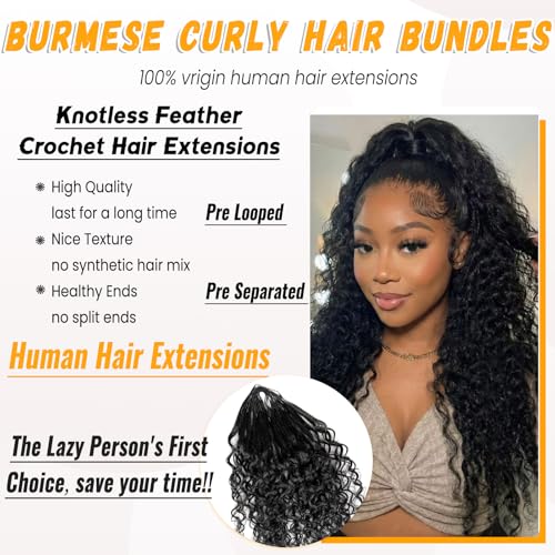14 Inch Pre-Separated Curly Crochet Hair Extensions for Black Women - Burmese 3C-4A, 50g