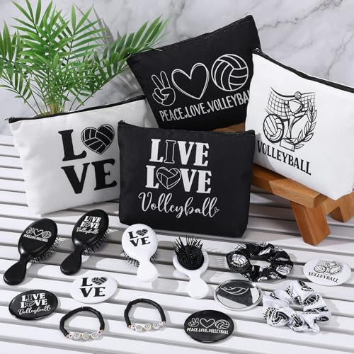 Volleyball Team Gift Set with Cosmetic Bags Mirrors Hair Scrunchies Bracelets - 60 Pieces - Variation of Volleyball