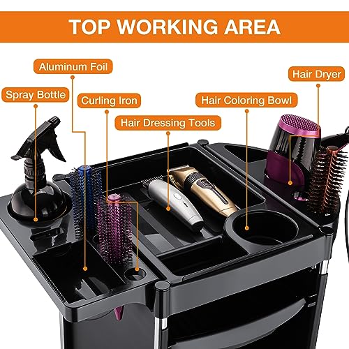 Salon Storage Cart with 6 Layers and Wheels - Hairdressing Trolley Organizer