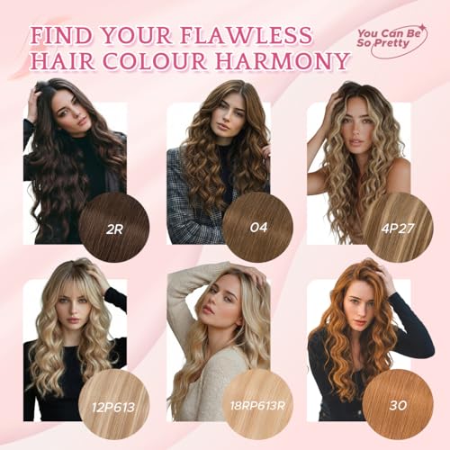 Clip in Hair Extensions 6pcs 10 Inch Golden Brown Mix Bleach Blonde Wavy Real Human Hair - Variation of 10 Inch / 2-#12P613