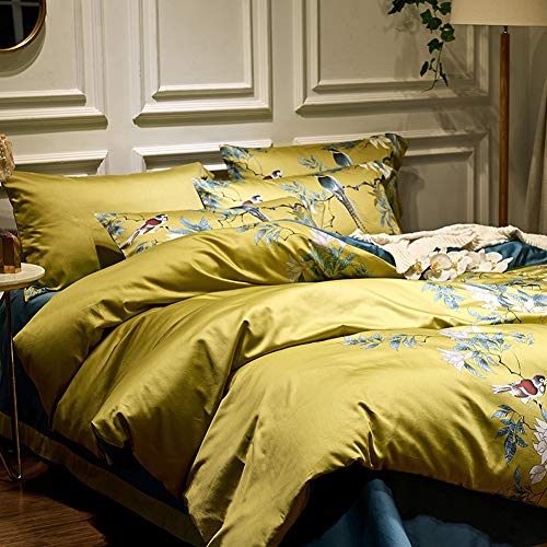 King Size Floral Bird Duvet Cover Set - Ultra Soft Cotton Bedding with Zipper & Ties - Variation: King / 00 - Floral & Bird
