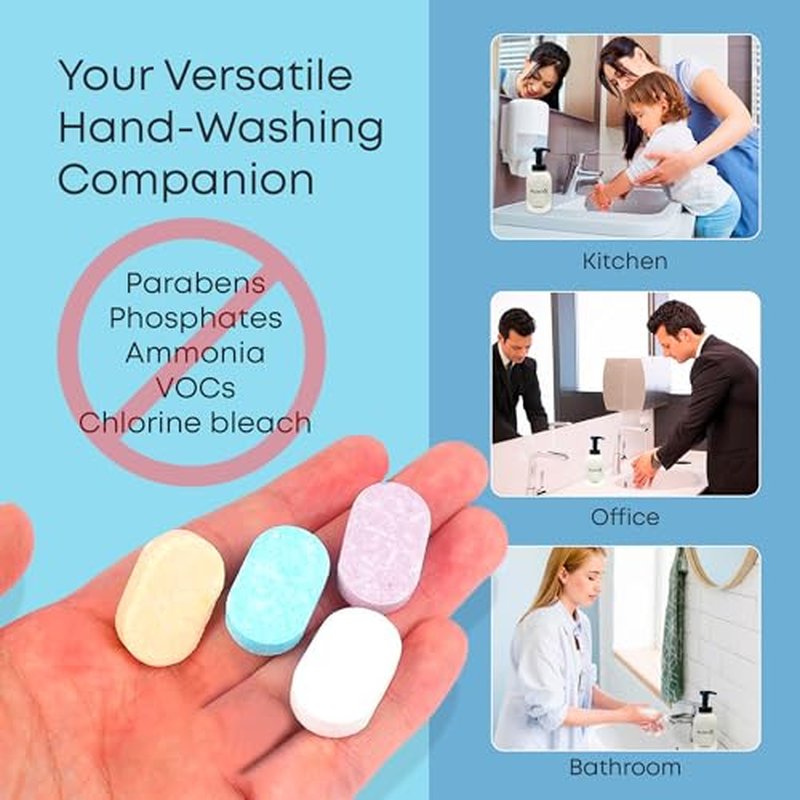 Foaming Hand Soap Tablet Set? 4 Tablets + Glass Foam Dispenser | Variety Scents | Non-Toxic, Plastic-Free, Zero Waste, Just-Add-Water | Safe for Kids, Home & Travel (Variety Set)