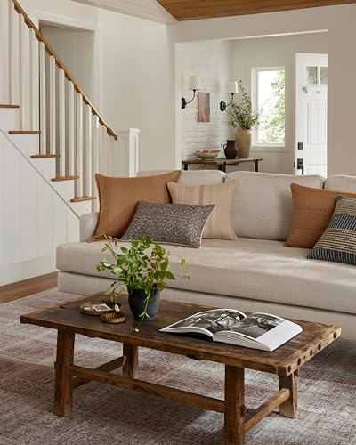 Loloi Ember Rose Area Rug - Fog / Dove / 5'3" x 7'6" Flatweave Neutral Plaid