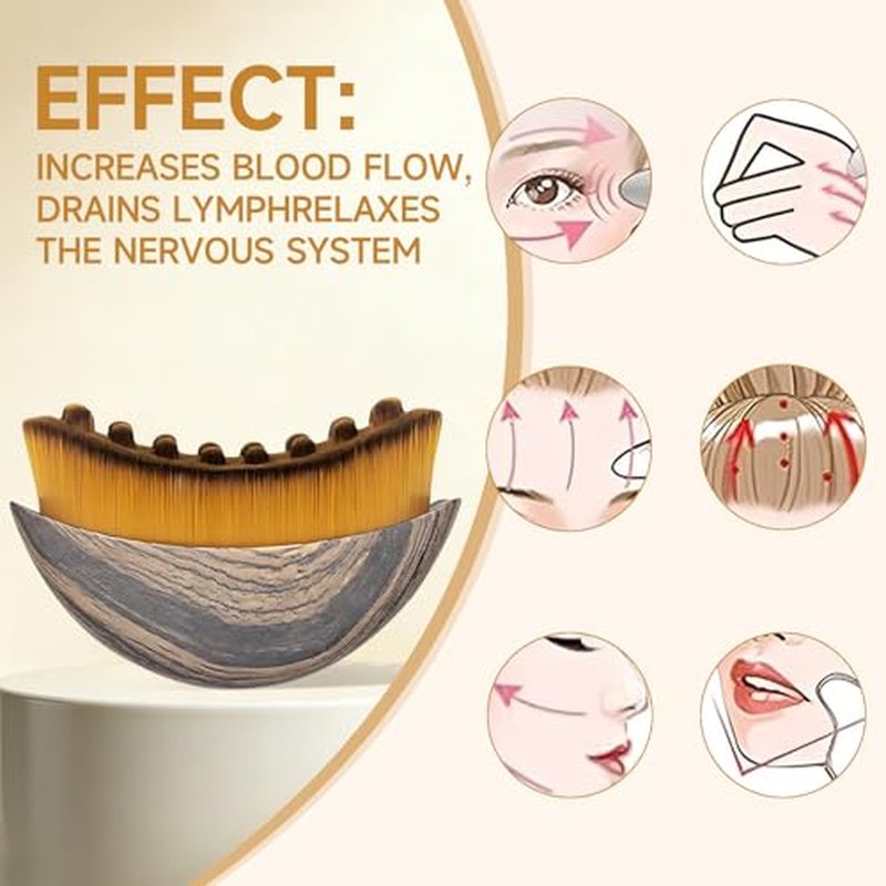 Lymphatic Contour Face Brush 2 Pack, for Lymphatic Drainage & Face Sculpting ? Dry Brush for Facial Massage, Anti-Puffiness, Detox & Glow, Ergonomic Design with Soft Bristles