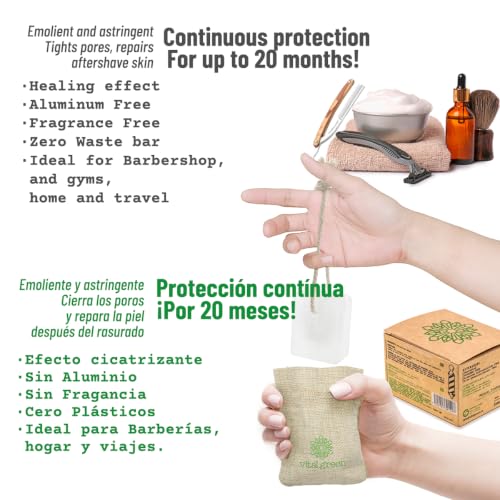 Vital Green Natural Potassium Alum Crystal Blocks for Shaving - 3 Pack