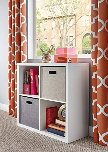 White 4 Cube Storage Shelf Organizer with Back Panel - Easy Assembly