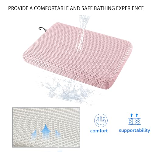 SOKHOND Pink Shower Seat Cushion for Bathtub—Non-Slip Bath Chair Pad 15.7 x 11.8 in