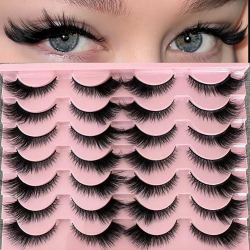 Natural Fox Eye Lashes Wispy False Eyelashes 15mm Fluffy Mink Lashes 3D Curl Fake Cat Eyelashes Multipack More sexy, charming and attractive by ELENINE (15mm, 3DMAO-01)