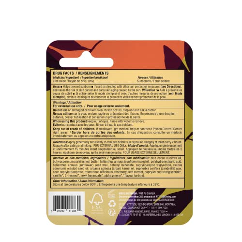 BIO SPECTRA Attitude Mango SPF 15 Lip Balm - Plastic-Free, Vegan, Reef-Safe (3 x 0.3 oz)