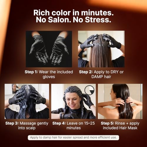 Herbishh Dark Brown Hair Dye Shampoo 500ml for Gray Coverage & Shine - Variation of THIS listing