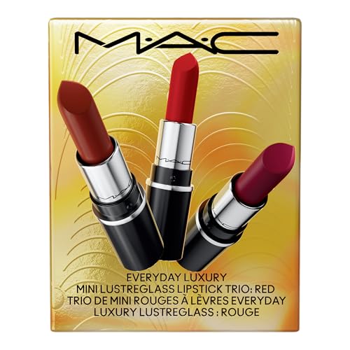 MAC Mini Lustreglass Lipstick Trio - Sheer Shine Red & Neutral Shades, Gift Set